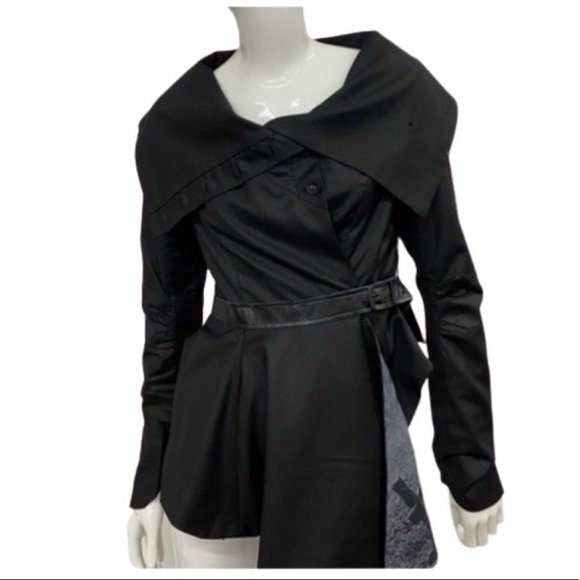WIDOW - DOLLS KILL black cowl neck asymmetrical wrap jacket NWT - Picture 8 of 8